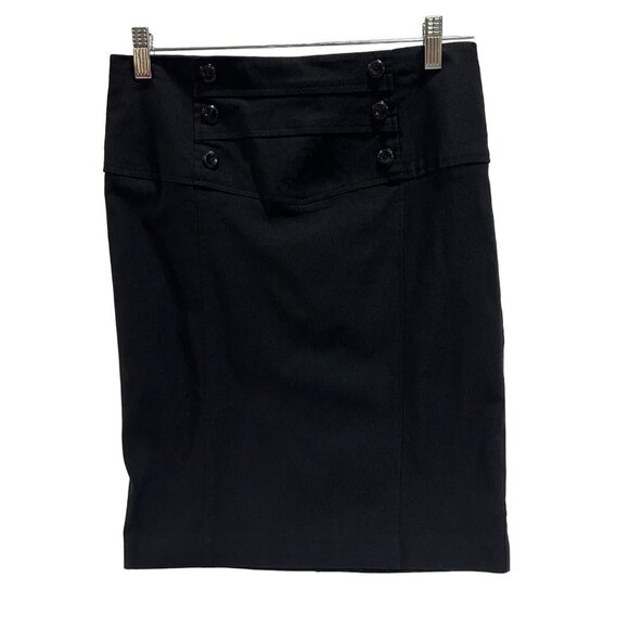 NWT BCX Juniors Stretch Skirt, Size 13 - Sleek Black‎ with Button Accents - Picture 1 of 11